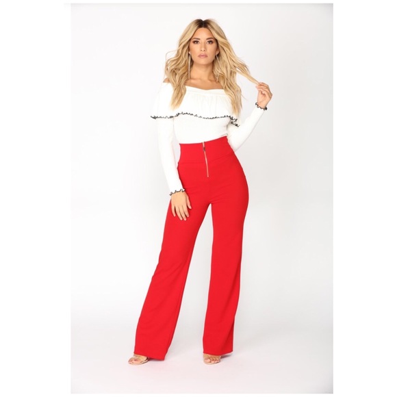 high rise red pants